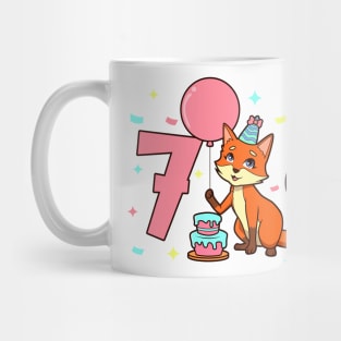 I am 7 with fox - girl birthday 7 years old Mug